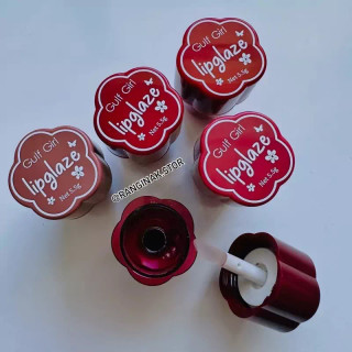 رژ خیس کره ای لیپگلاس بلوطی کره ای رژ شیشه ای کاسه ای رژ قارچی همراه براش سیلیکونی
